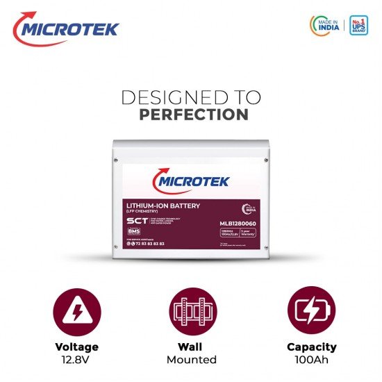 PowerSure Li Combo | Microtek 700 DG Home UPS + 12.8V 100Ah Lithium-ion Battery