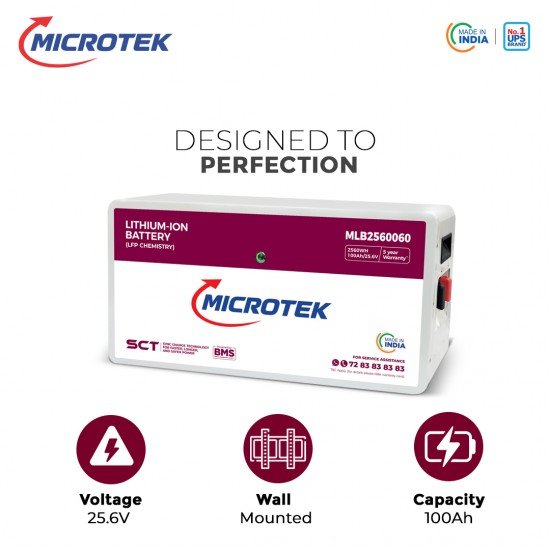 Microtek Lithium Battery 100Ah/25.6V for Home Inverter