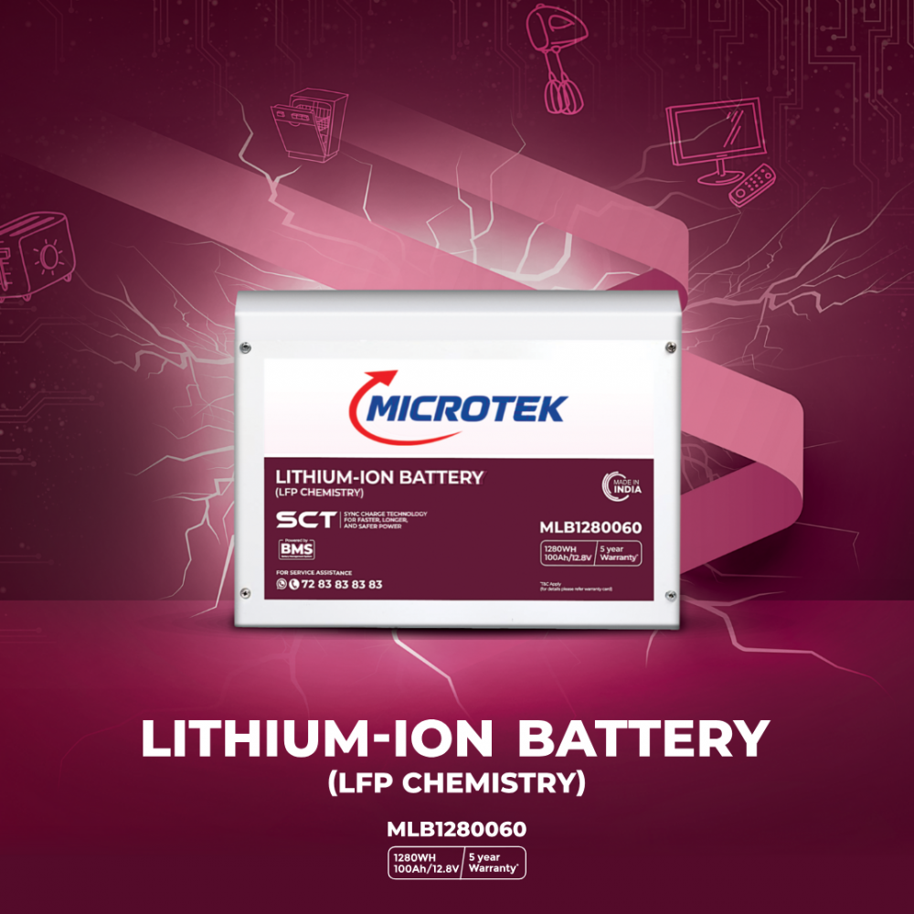 Microtek Lithium Battery 12.8V 100Ah LiFePO4 | Solar & Inverter